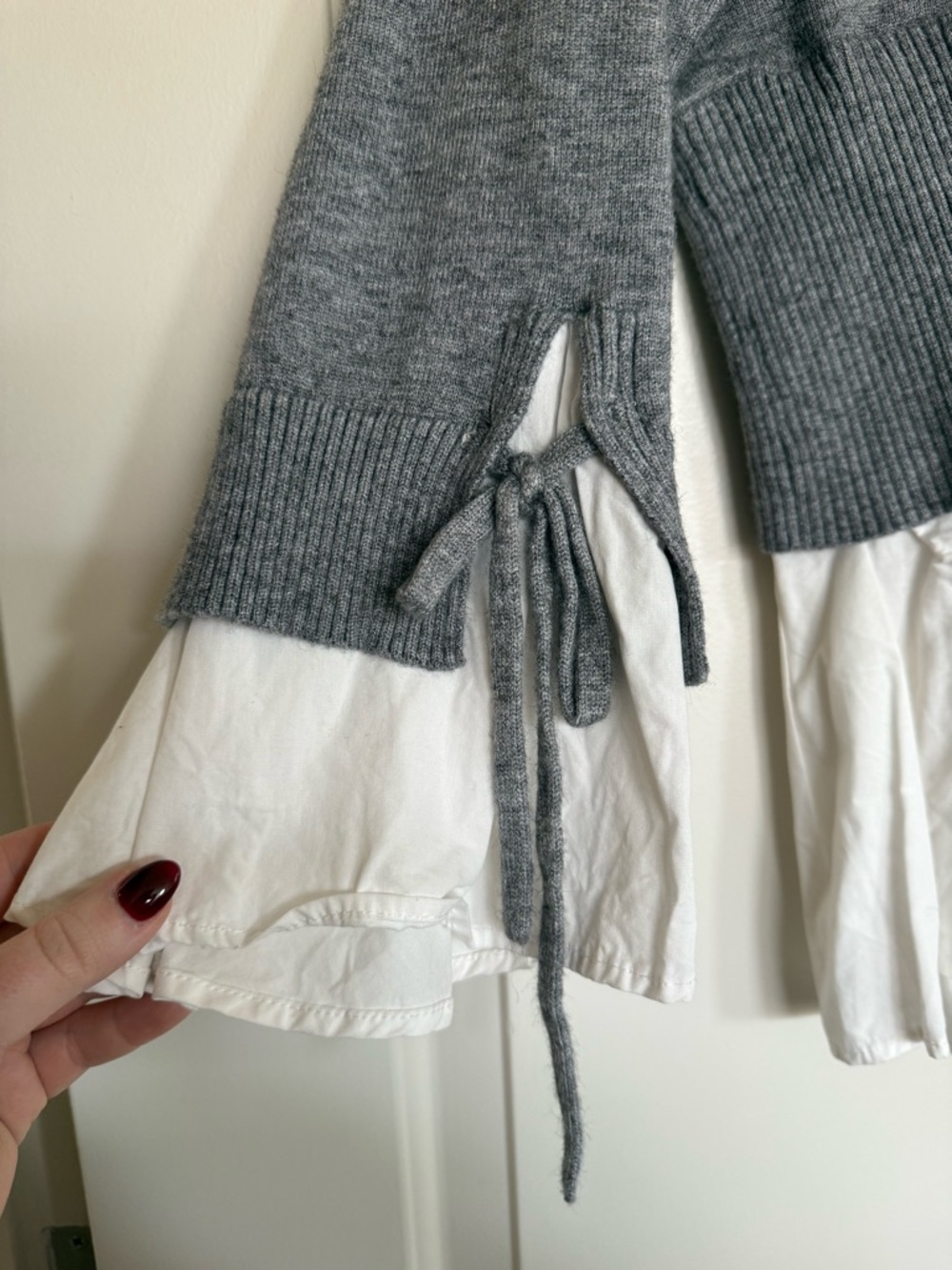 Gray Layered Ruffle Hem Pullover Top - Picture 2 of 3